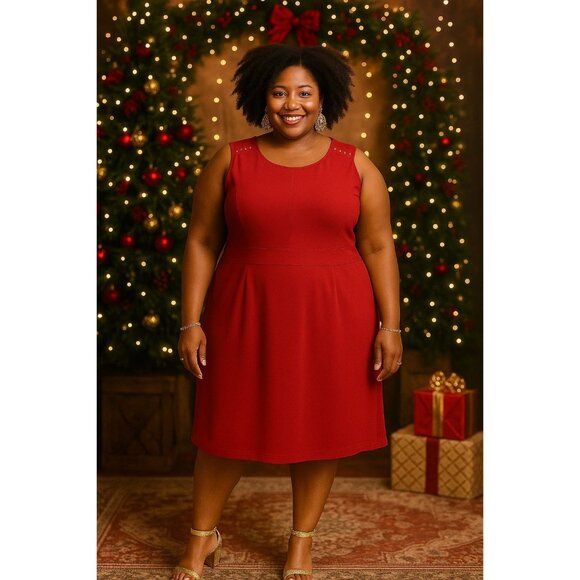 Soho Apparel Plus Size 22W Dress Sleeveless Studded Accent Detail Hidden Zipper - Picture 5 of 10